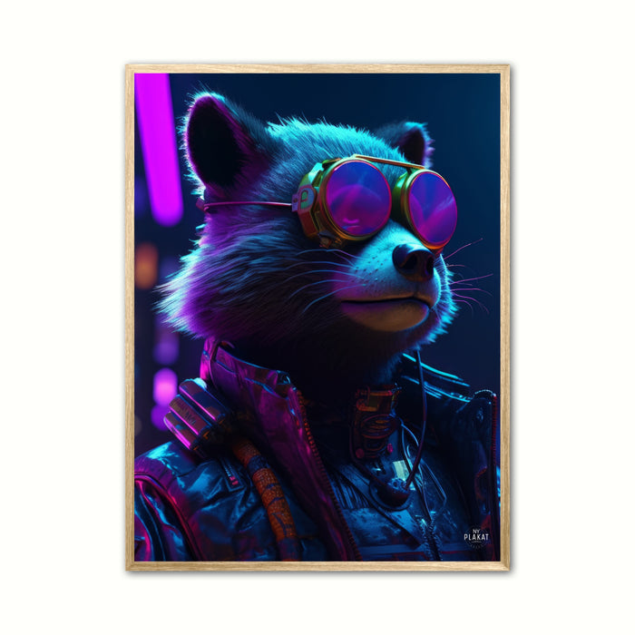 Vaskebjørn - Cyberpunk plakat