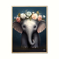 Elefant med blomsterkrans - Børneplakat