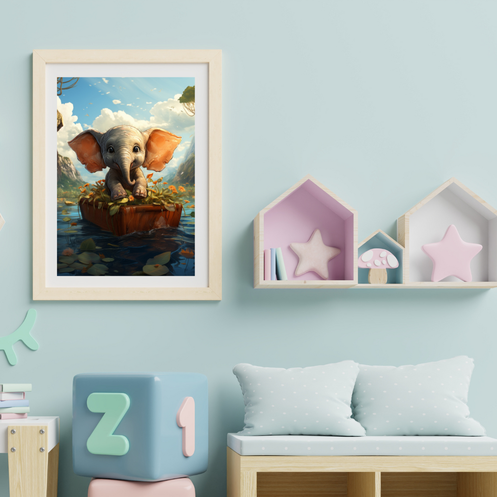 Elefant i båd - Fantasi plakat