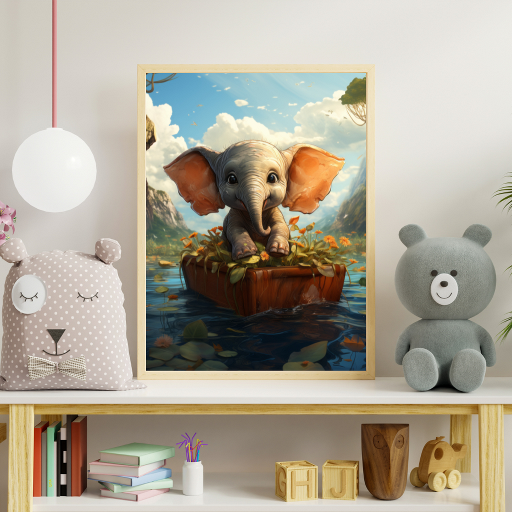 Elefant i båd - Fantasi plakat