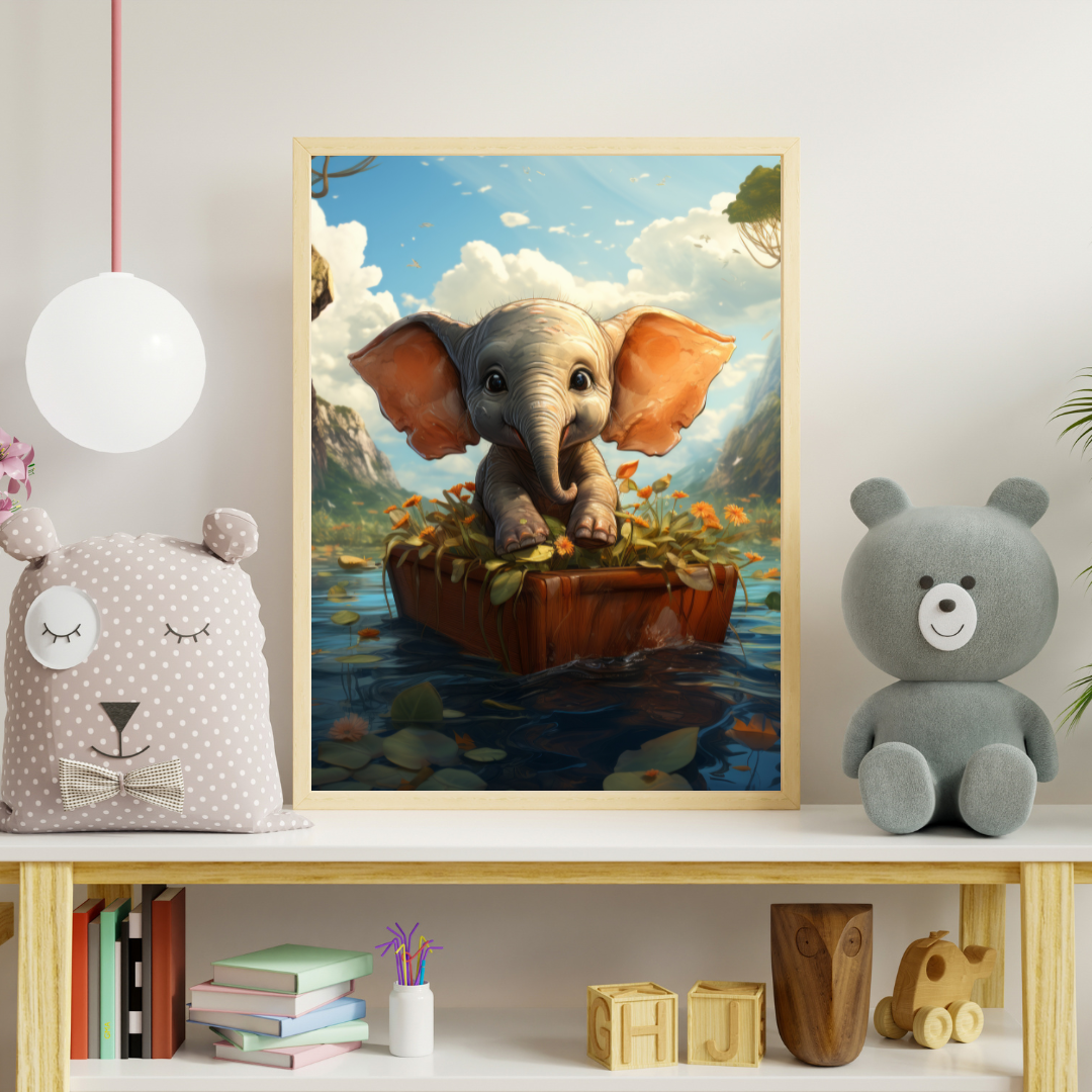 Elefant i båd - Fantasi plakat