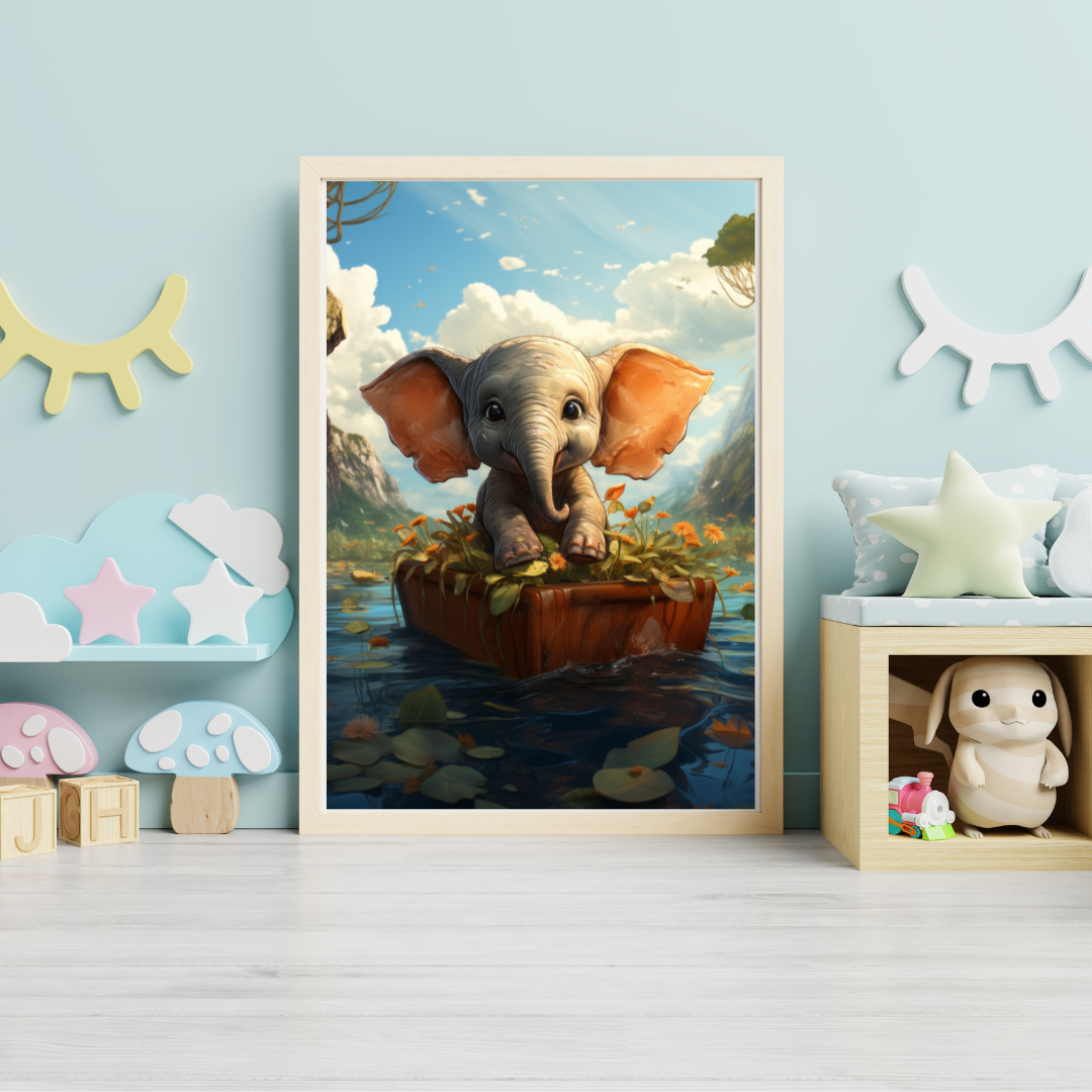 Elefant i båd - Fantasi plakat