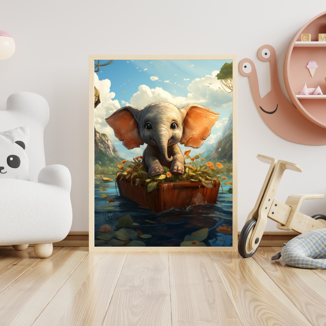 Elefant i båd - Fantasi plakat