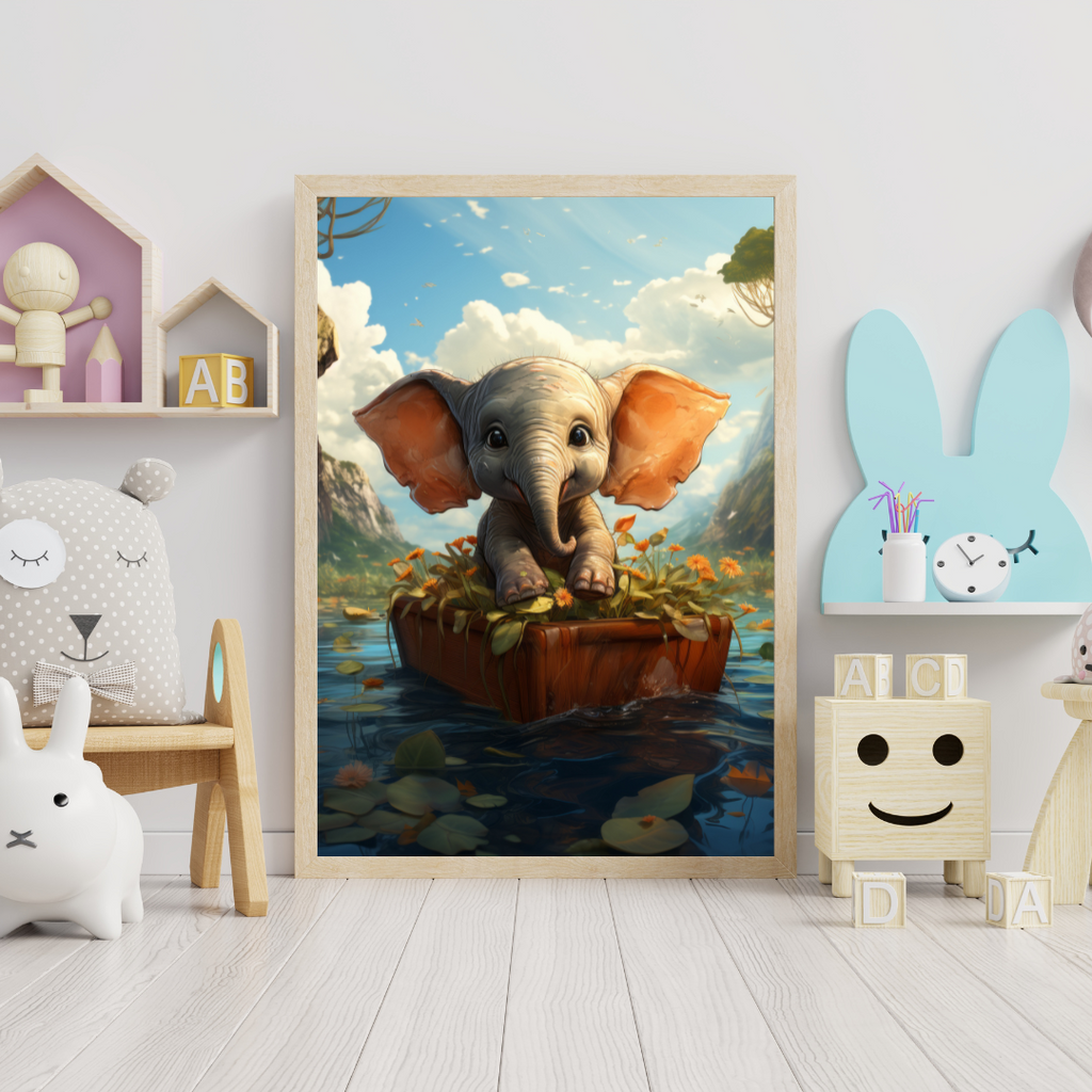 Elefant i båd - Fantasi plakat