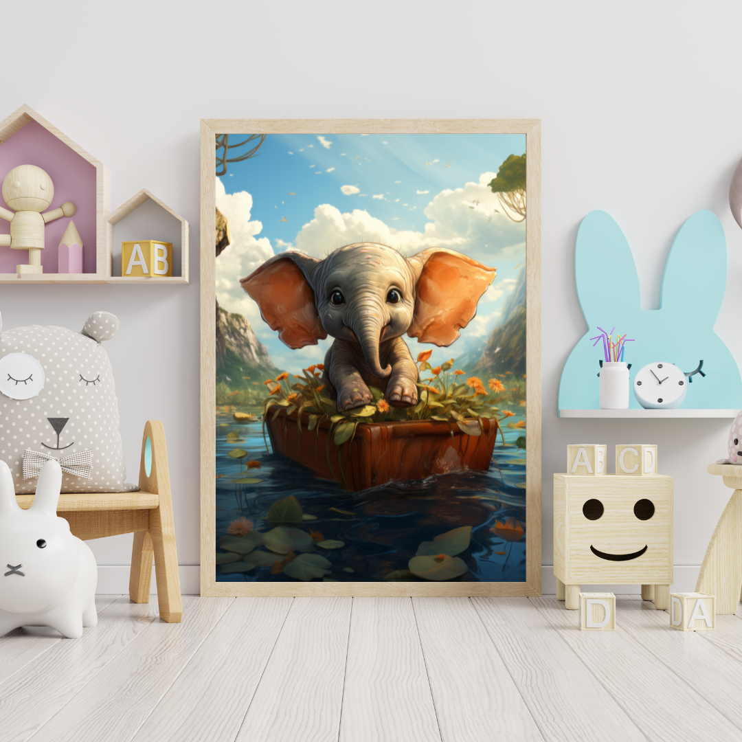 Elefant i båd - Fantasi plakat