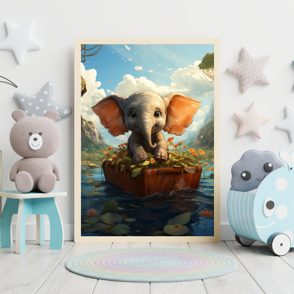 Elefant i båd - Fantasi plakat