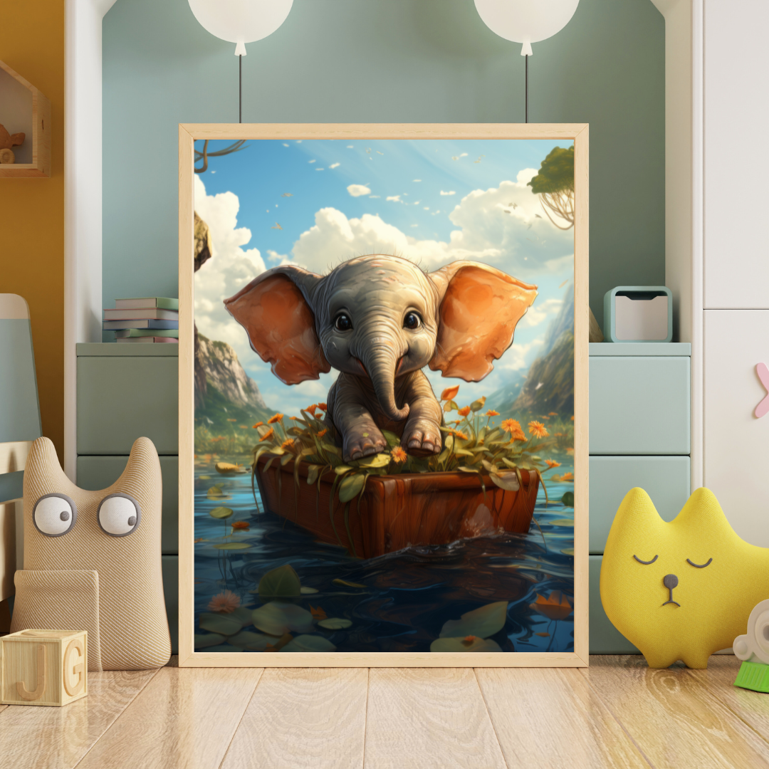 Elefant i båd - Fantasi plakat