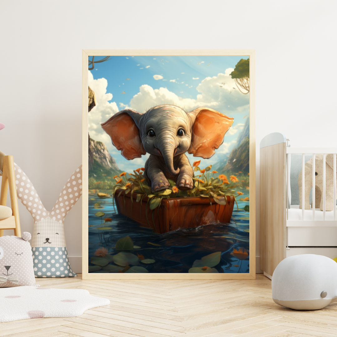 Elefant i båd - Fantasi plakat
