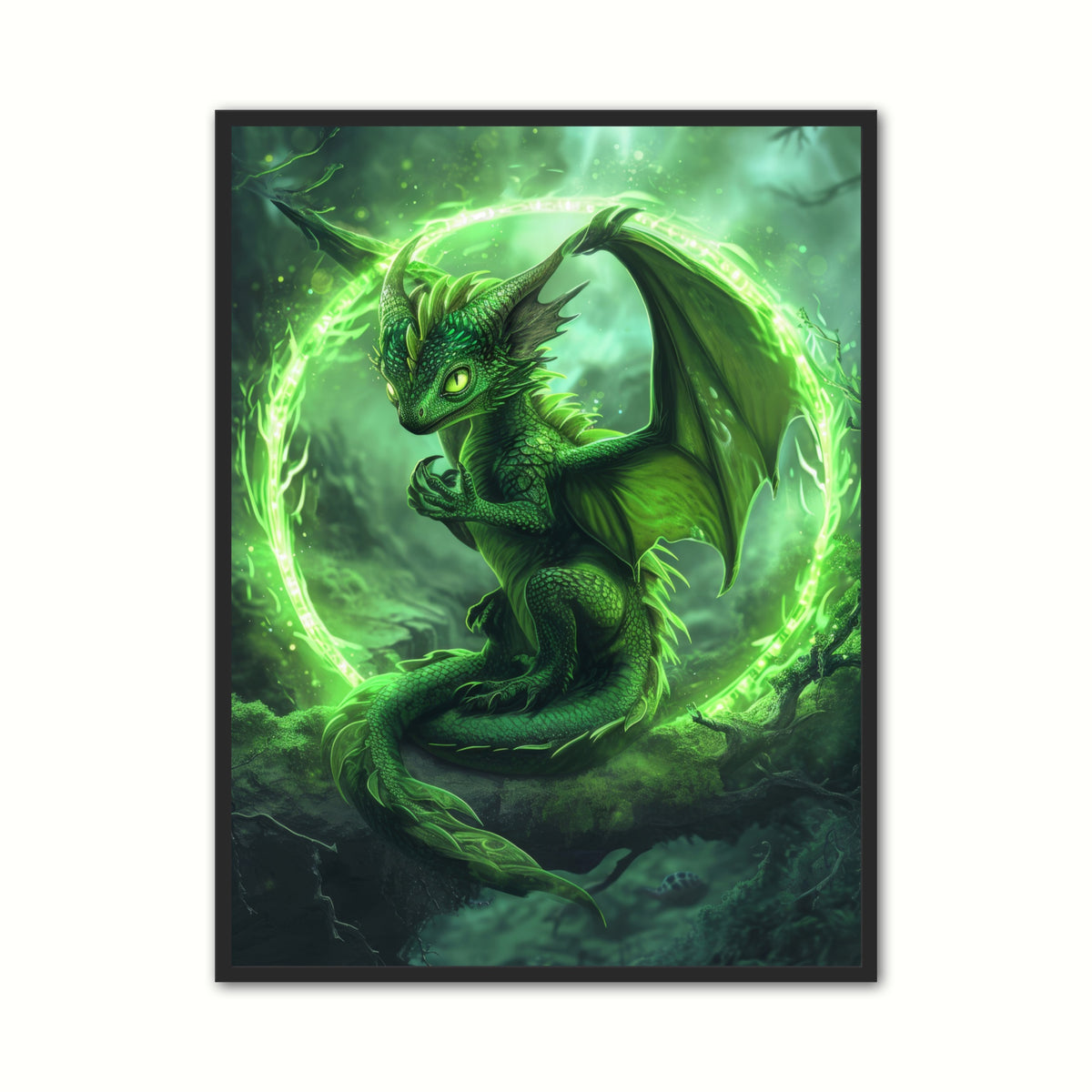 Grøn Baby Drage Plakat 1