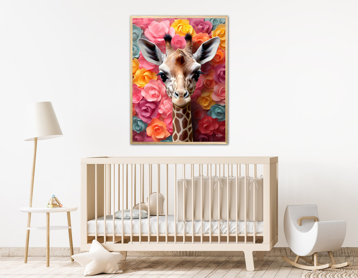 Giraffens Blomsterunivers - Giraf Plakat 22