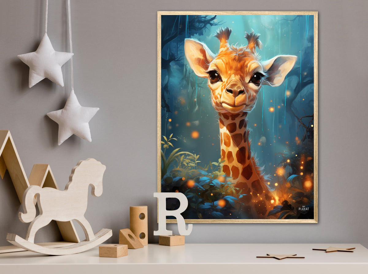 Giraffens Skovtur i Månelys - Giraf Plakat 5