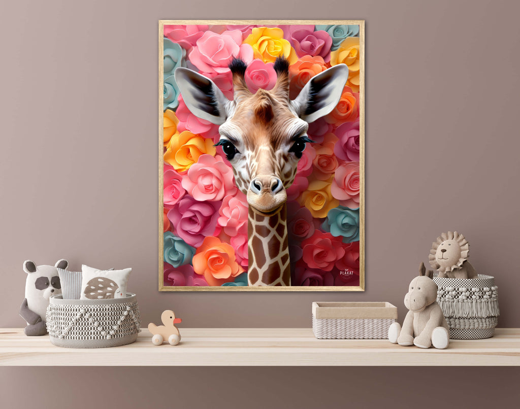 Giraffens Blomsterunivers - Giraf Plakat 22