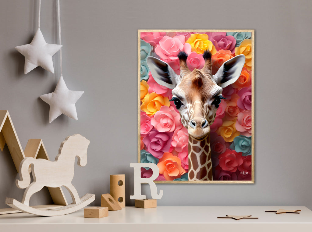 Giraffens Blomsterunivers - Giraf Plakat 22
