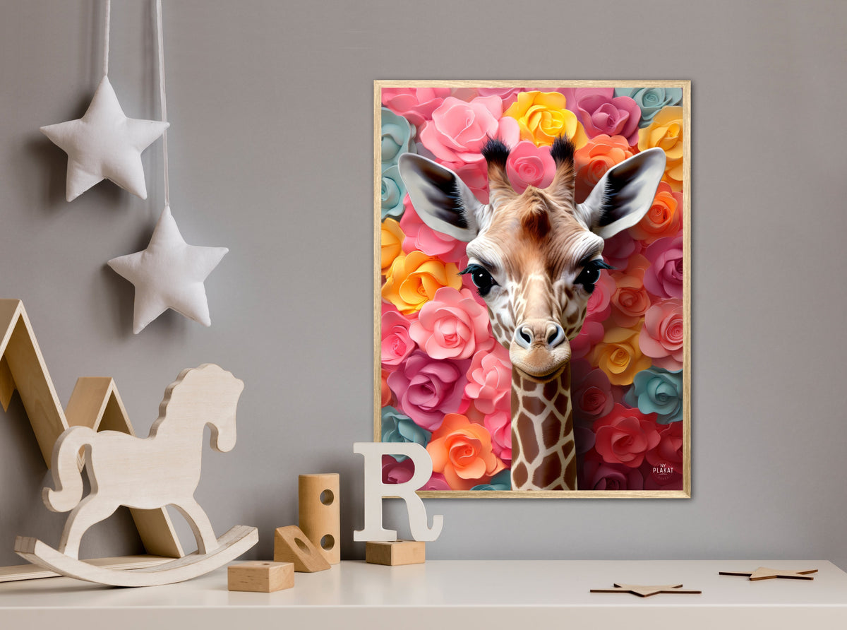 Giraffens Blomsterunivers - Giraf Plakat 22