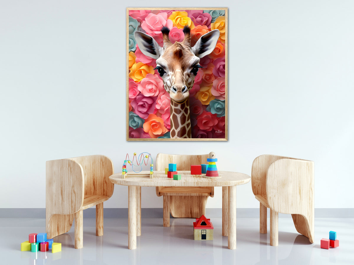 Giraffens Blomsterunivers - Giraf Plakat 22