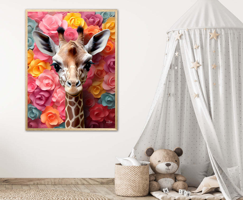 Giraffens Blomsterunivers - Giraf Plakat 22