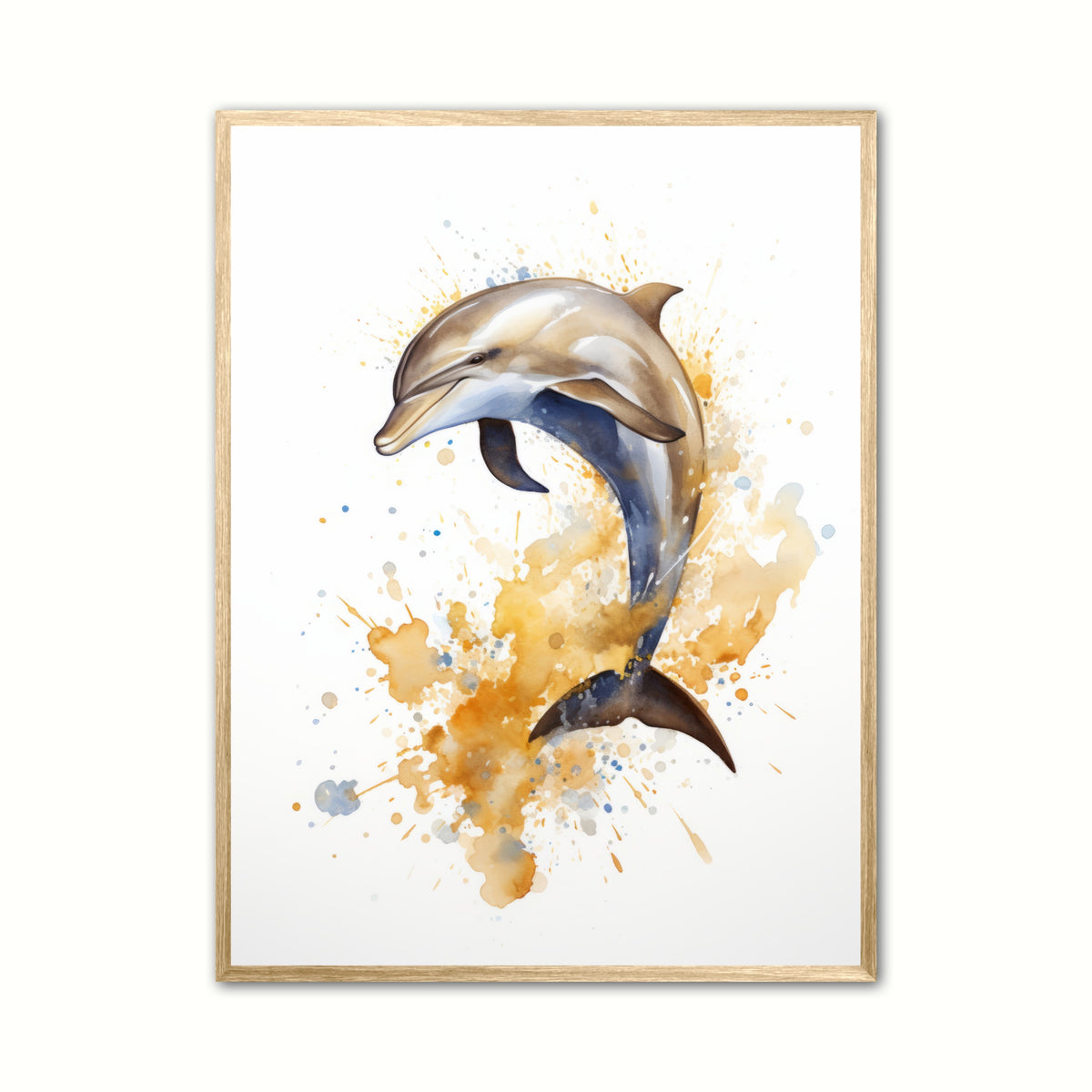 Delfin Plakat 1 - Vandfarve Effekt