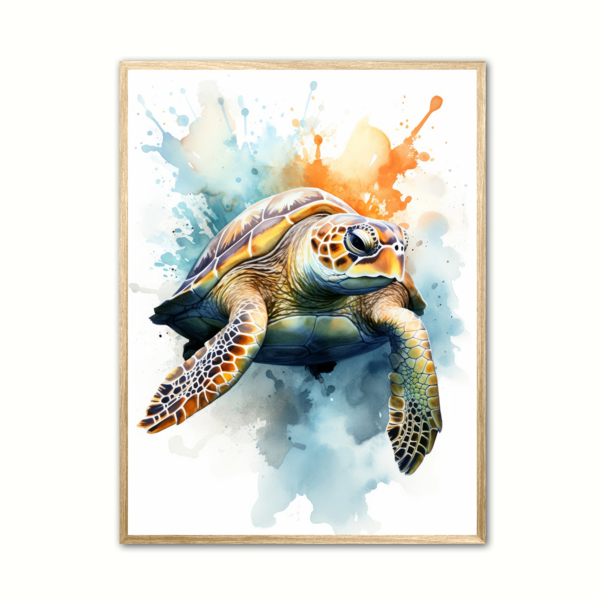 Skildpadde Plakat 7 - Vandfarve Effekt