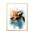Skildpadde Plakat 8 - Vandfarve Effekt
