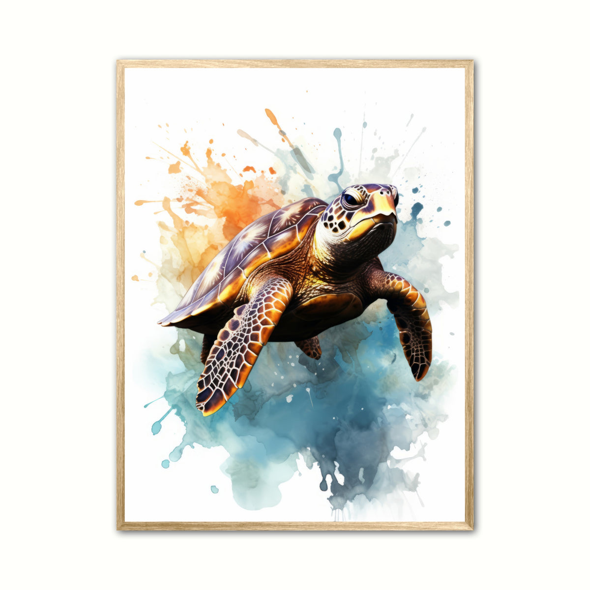 Skildpadde Plakat 8 - Vandfarve Effekt
