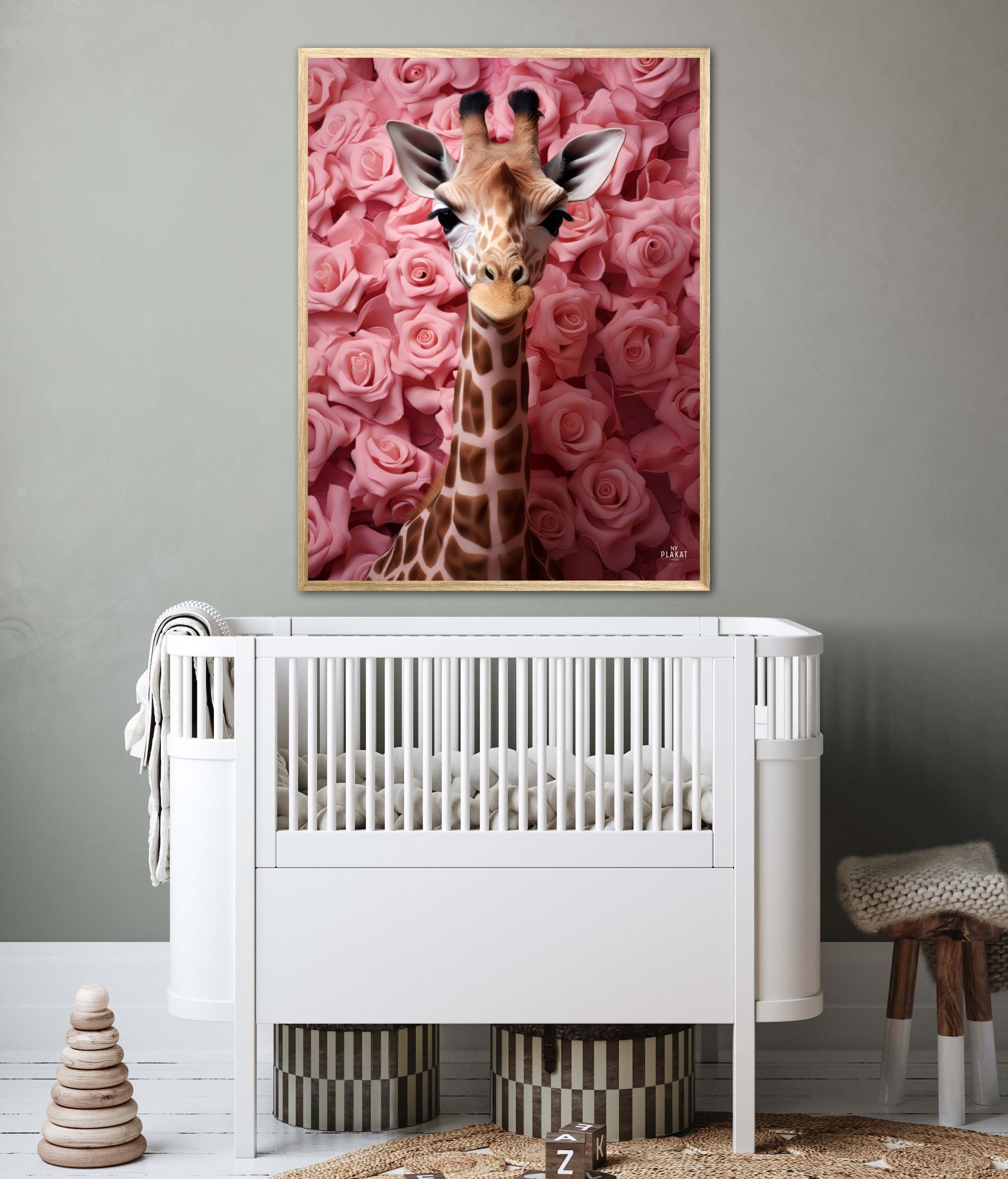 Giraffens Rosehav i Pink - Giraf Plakat 26