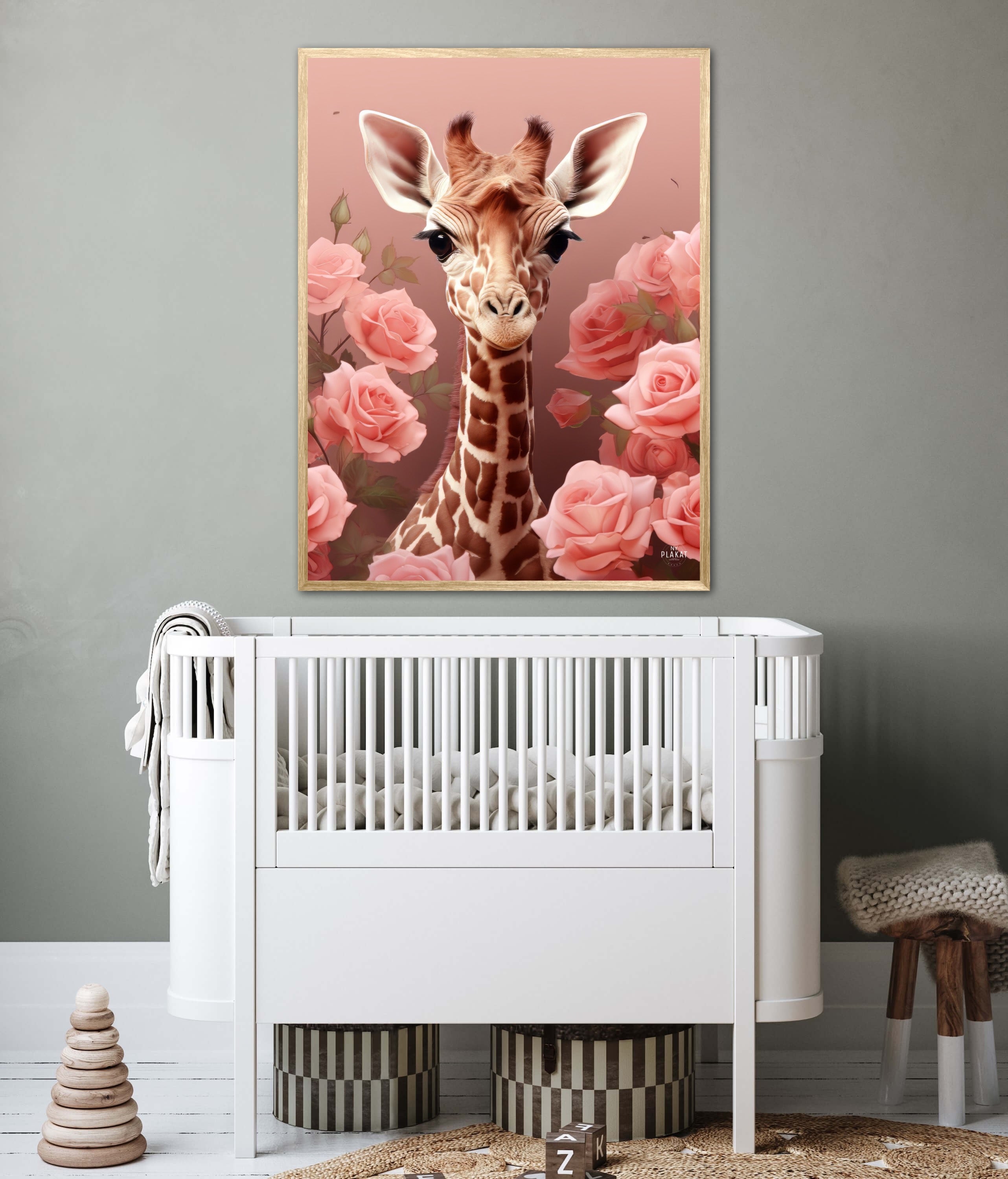 Pink Roser i Giraffens Verden - Giraf Plakat 31