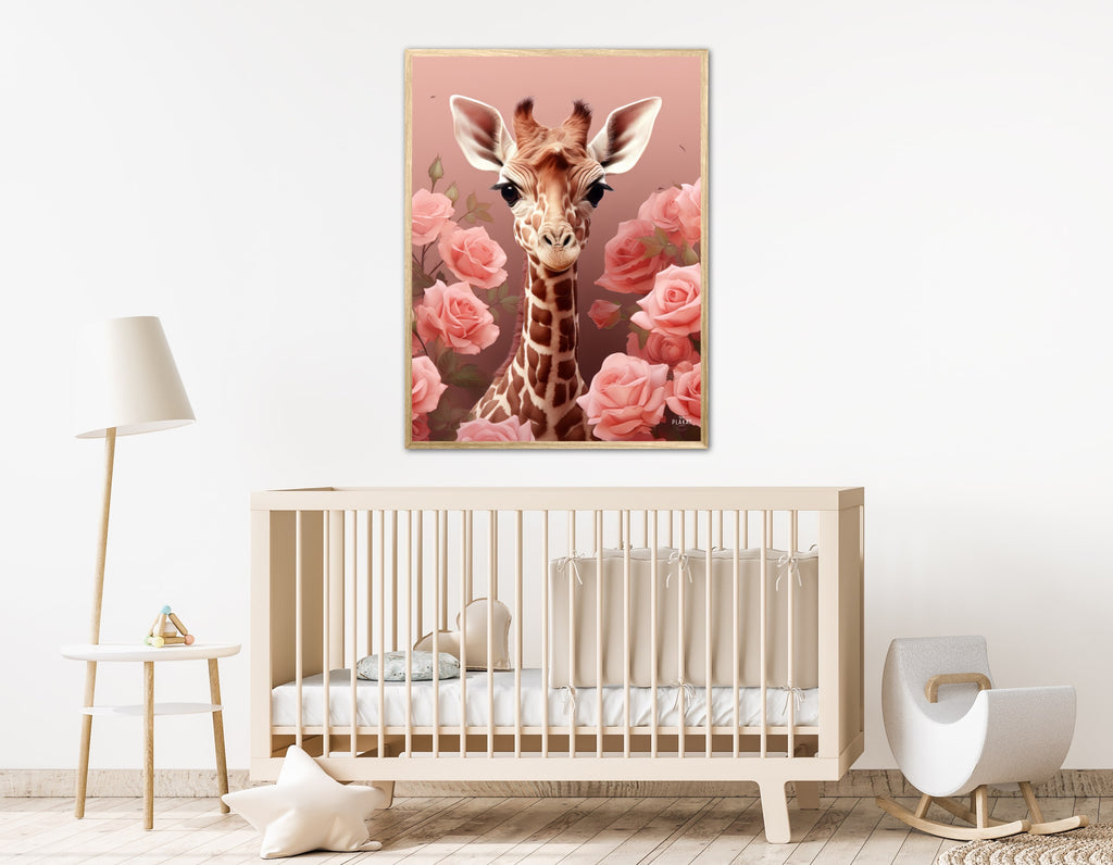 Pink Roser i Giraffens Verden - Giraf Plakat 31