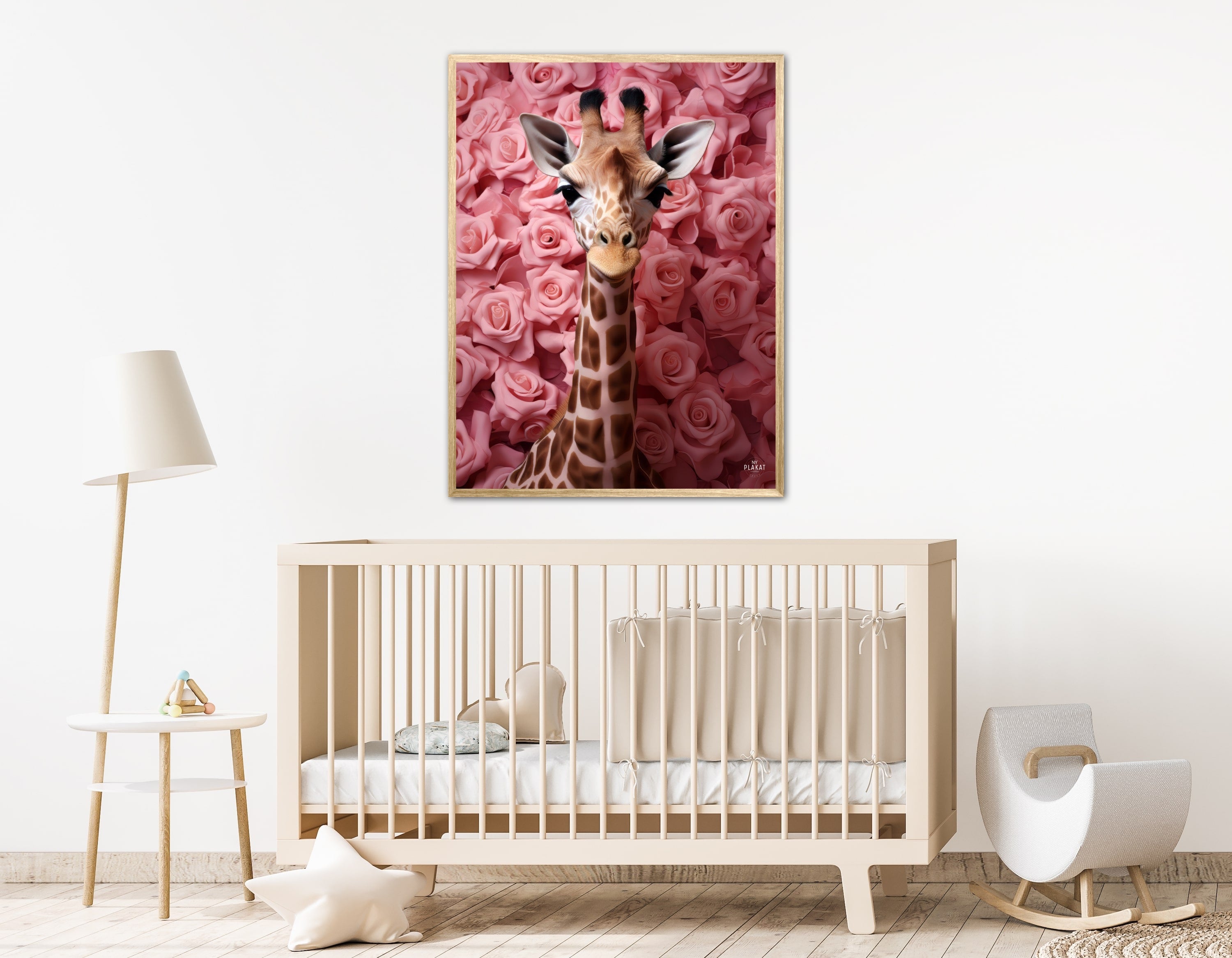 Giraffens Rosehav i Pink - Giraf Plakat 26