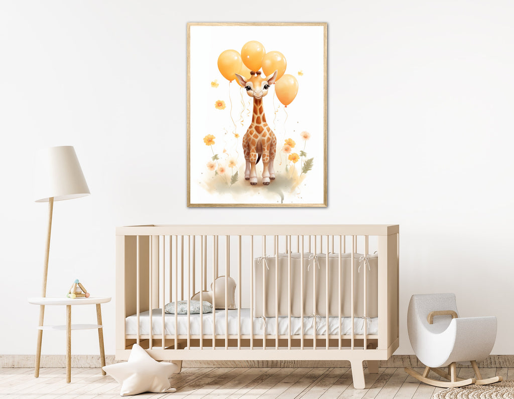 Giraf Med Orange Balloner - Giraf Plakat 27