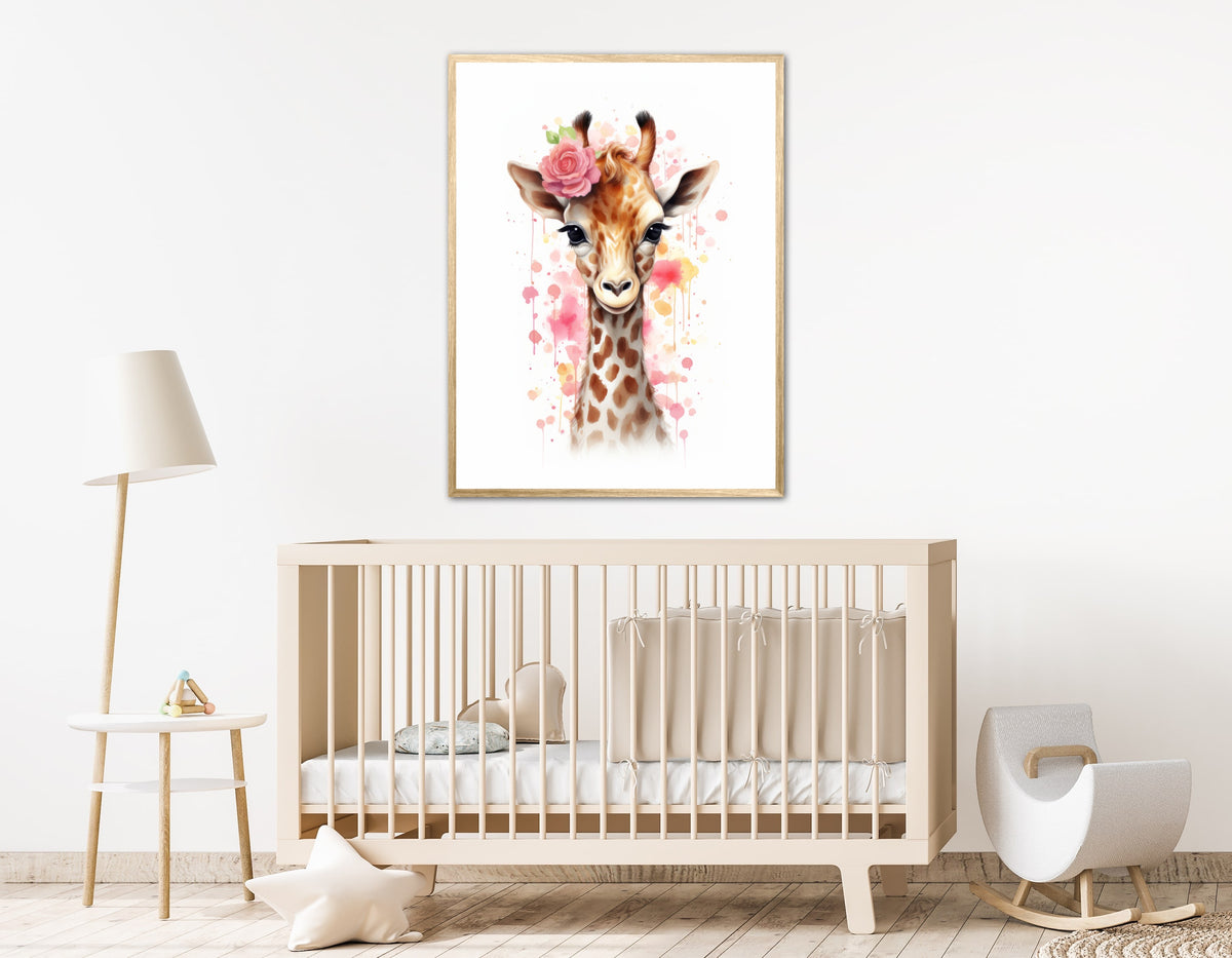 Giraffens Blomsterdrømme - Giraf Plakat 28