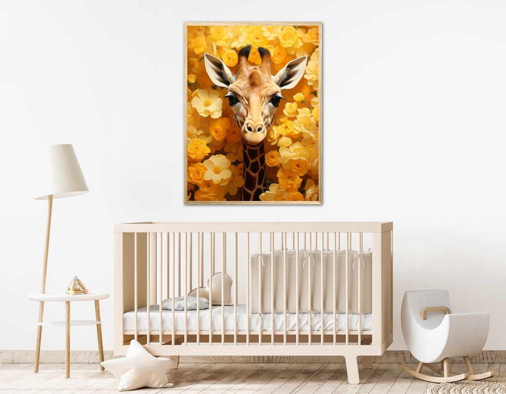 Giraffens Gule Blomsterparadis - Giraf Plakat 12