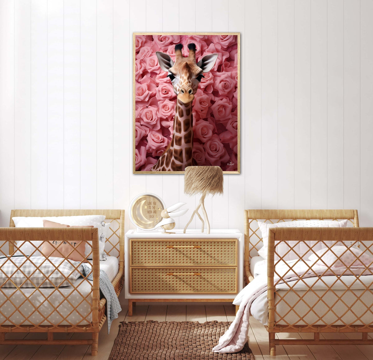 Giraffens Rosehav i Pink - Giraf Plakat 26