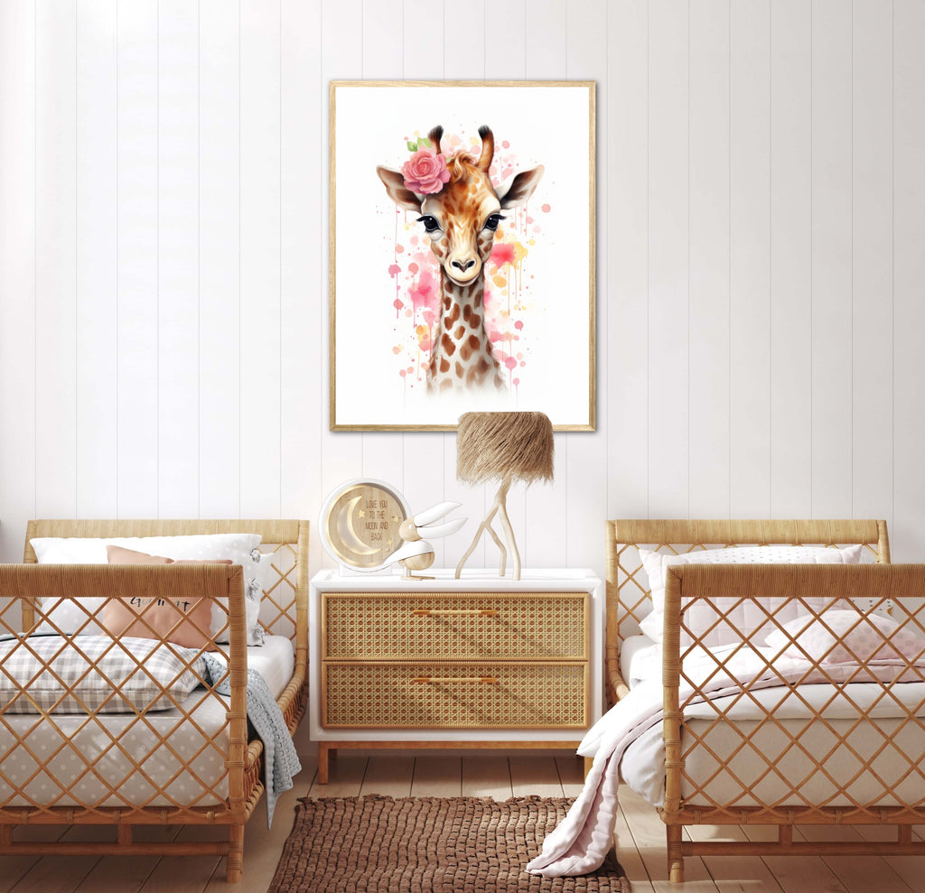 Giraffens Blomsterdrømme - Giraf Plakat 28