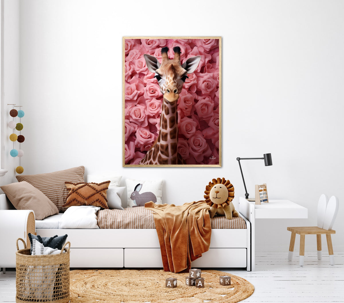 Giraffens Rosehav i Pink - Giraf Plakat 26
