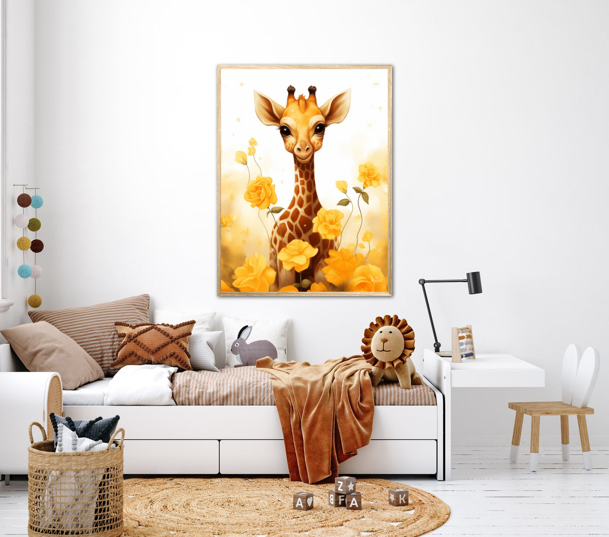 Giraffens Gule Blomsterhave - Giraf Plakat 13