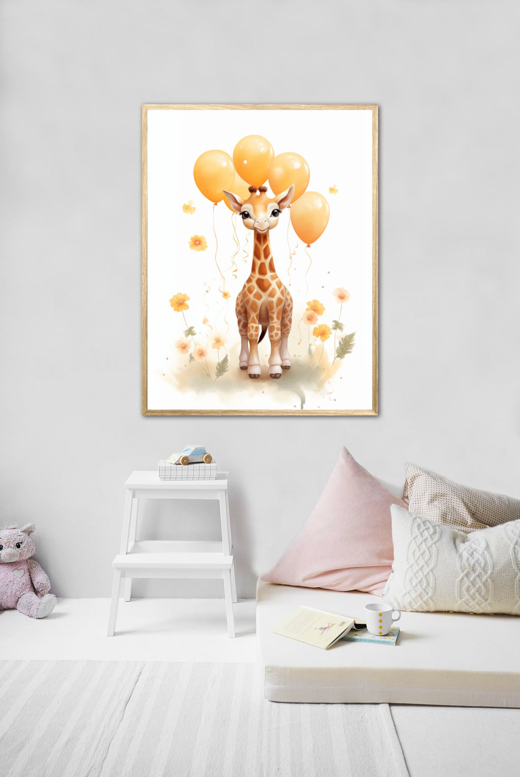 Giraf Med Orange Balloner - Giraf Plakat 27