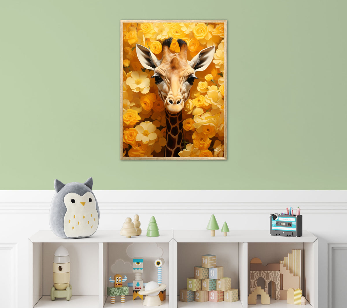 Giraffens Gule Blomsterparadis - Giraf Plakat 12