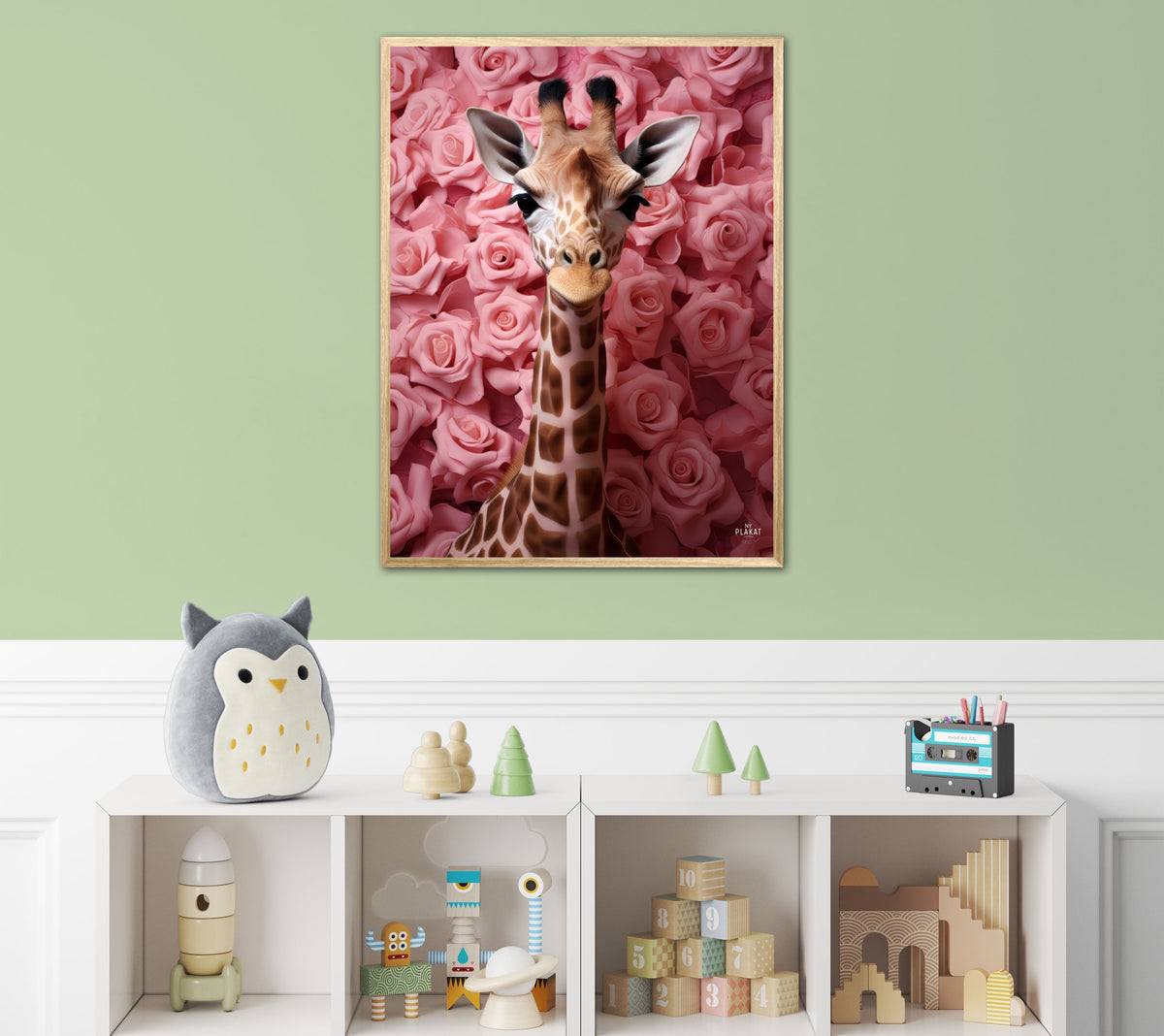 Giraffens Rosehav i Pink - Giraf Plakat 26