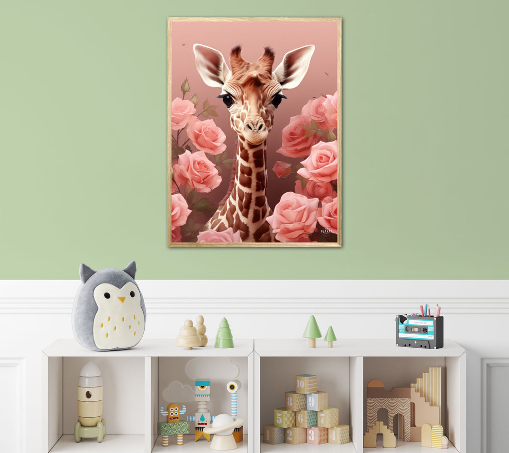 Pink Roser i Giraffens Verden - Giraf Plakat 31