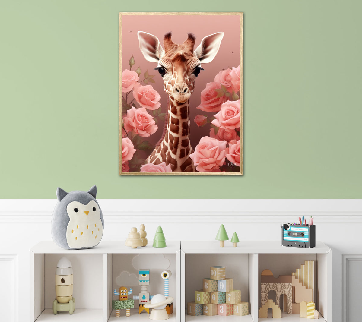 Pink Roser i Giraffens Verden - Giraf Plakat 31