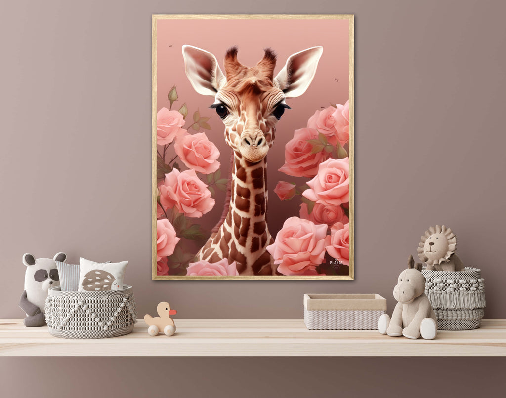 Pink Roser i Giraffens Verden - Giraf Plakat 31