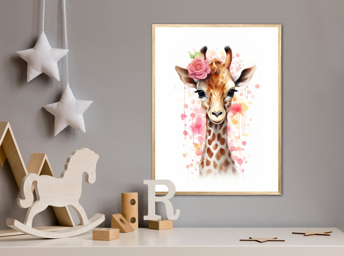 Giraffens Blomsterdrømme - Giraf Plakat 28