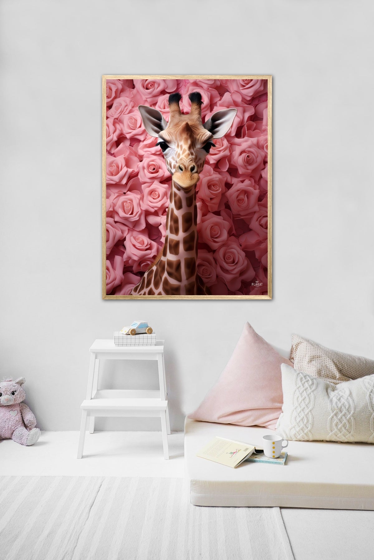 Giraffens Rosehav i Pink - Giraf Plakat 26