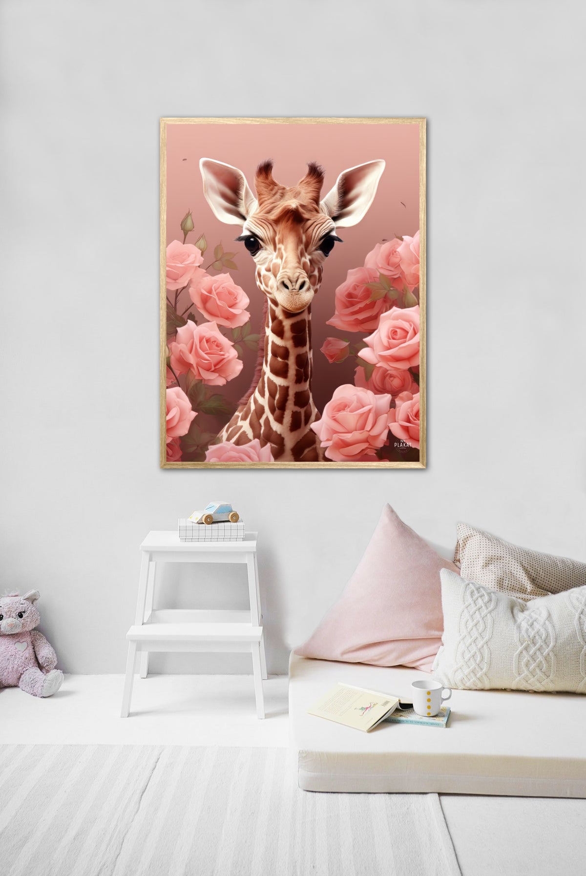 Pink Roser i Giraffens Verden - Giraf Plakat 31