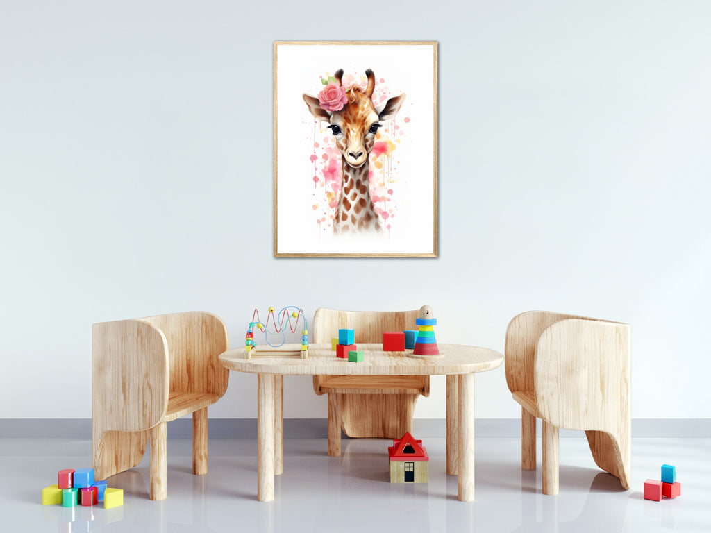Giraffens Blomsterdrømme - Giraf Plakat 28