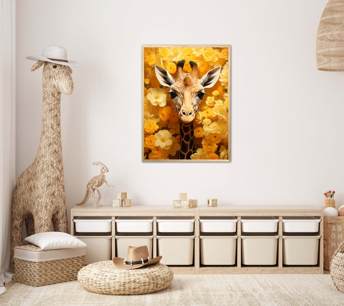 Giraffens Gule Blomsterparadis - Giraf Plakat 12