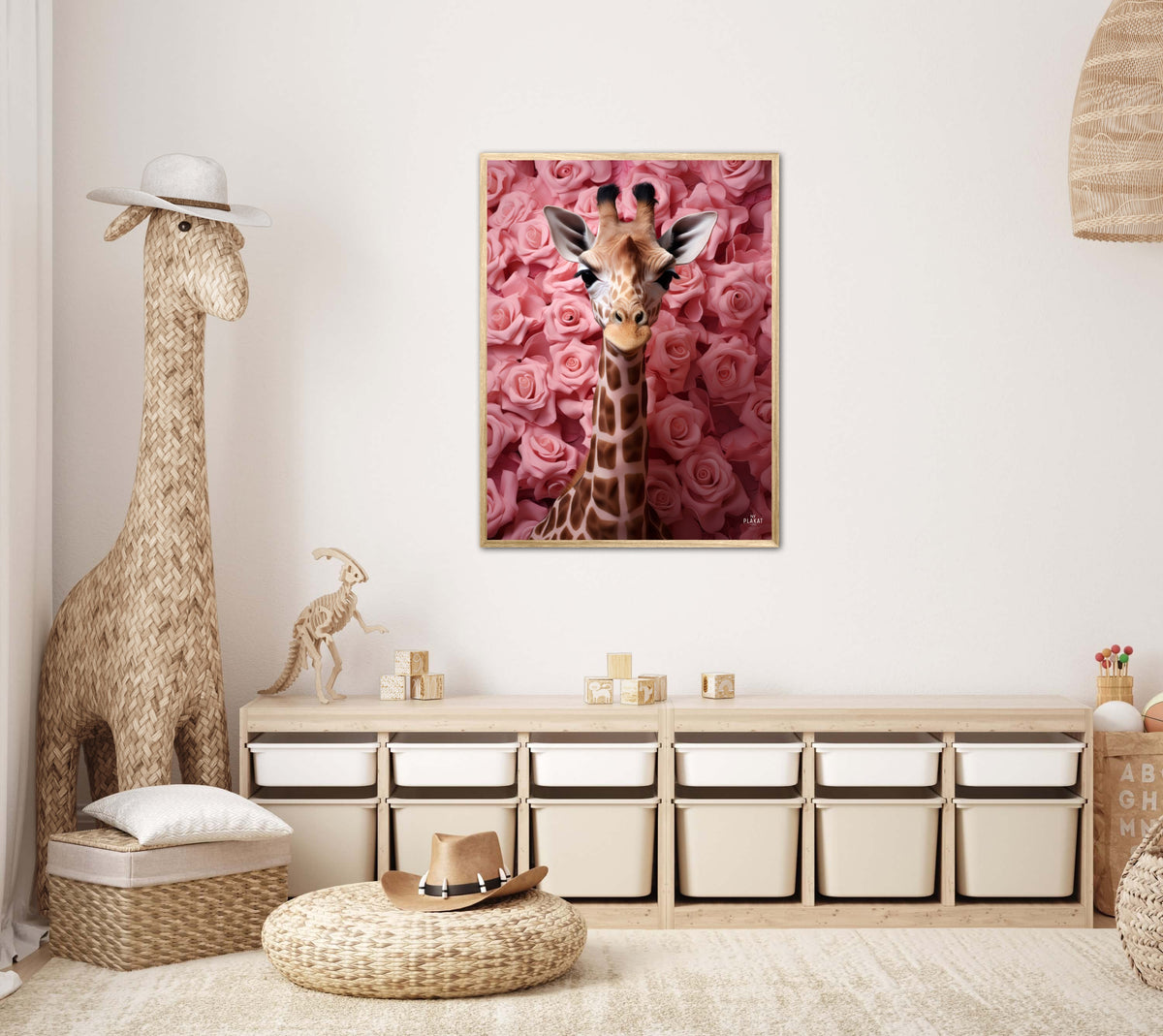 Giraffens Rosehav i Pink - Giraf Plakat 26