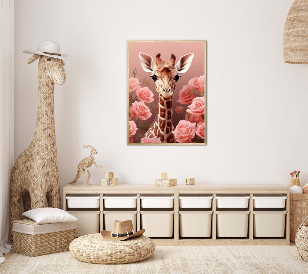 Pink Roser i Giraffens Verden - Giraf Plakat 31