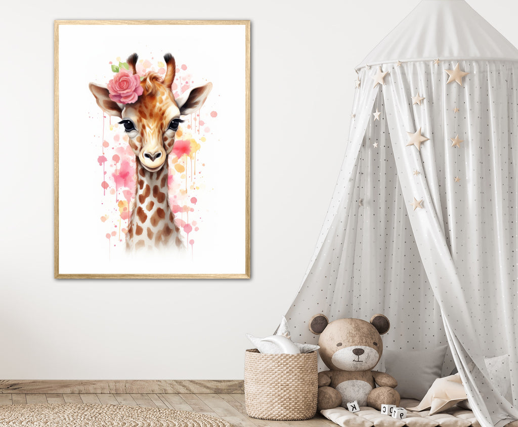 Giraffens Blomsterdrømme - Giraf Plakat 28