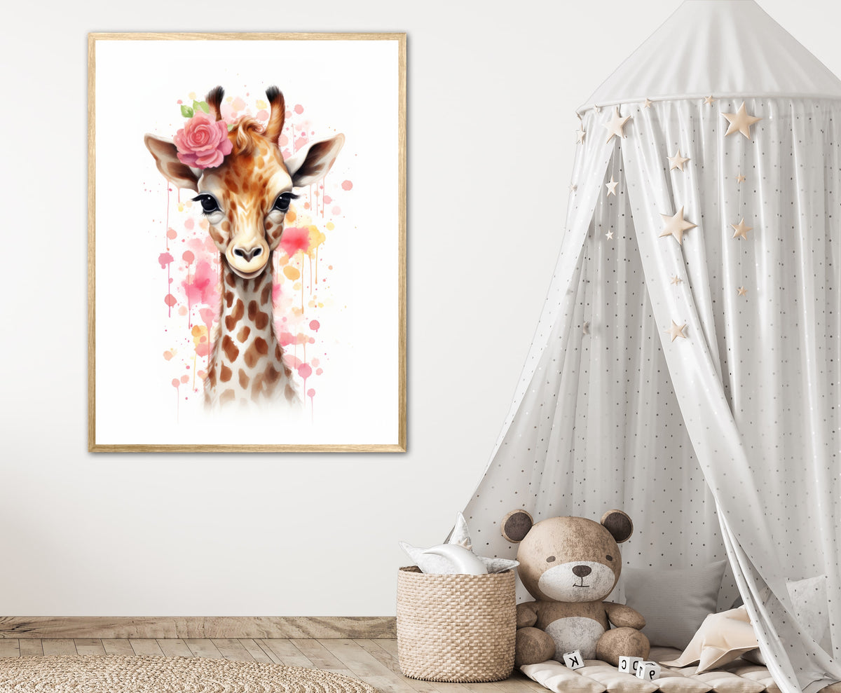 Giraffens Blomsterdrømme - Giraf Plakat 28